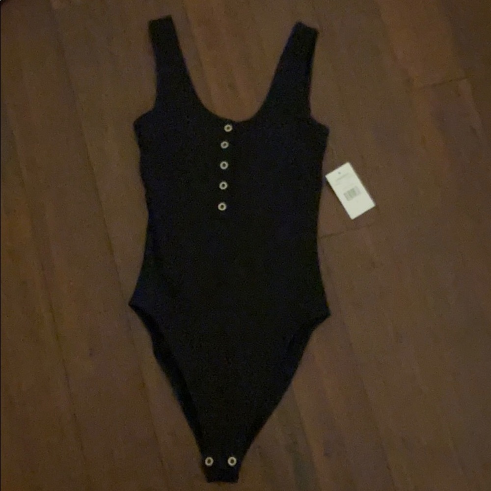 Black button down body suit